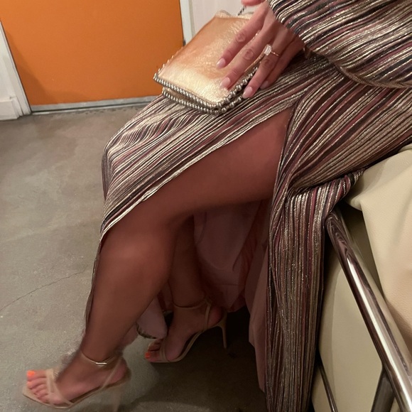 Metallic Rose Gold Crinkled Faux Leather With Studs Bag - Picture 10 of 10